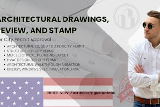 draw architectural 2d plans, cad drawings, mep for permit in california
