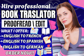 translate  english to spanish, english to french translation, book translator