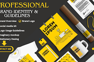 design full brand style custom minimalist logo with kit, branding guidelines,