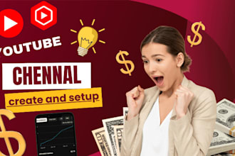 create and setup a pro  youtube channel, logo, bennar art