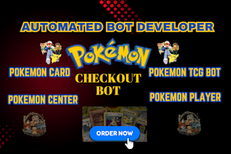 develop pokémon checkout bot, pokemon card bot, pokemon tcg bot, pokemon center