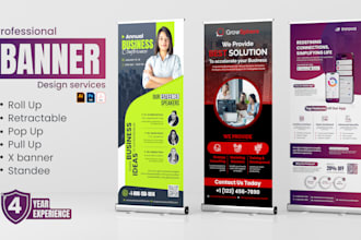 design an eye catching, roll up, standee, retractable, banner design, for you