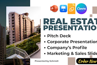design pitch deck or powerpoint presentation for real estate, fundraising deck