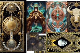 design tarot card zodiac symbols karma satura fantasy adult card game