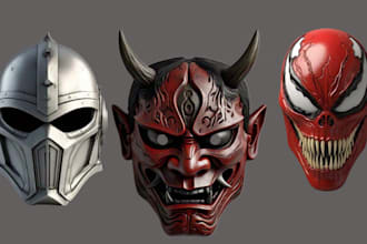 design 3d mask cosplay armor helmet 3d halloween mask props for 3d printing