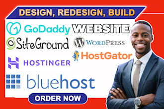design hostinger, bluehost, siteground, hostgator,  godaddy, wordpress website