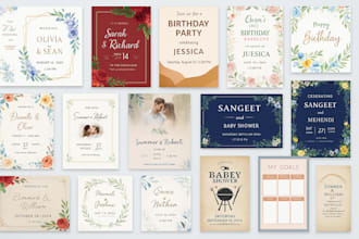 design wedding invitation, birthday card, greeting card, baby shower invitation