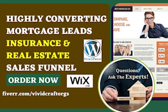 build mortgage funnel protection website insurance landing page real estate lead