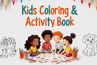 design kids coloring book, activity book cover and interior for KDP