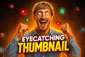 do eye catching clickbait amazing youtube thumbnail design in 1h
