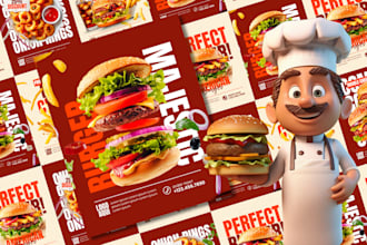 do instagram post and facebook ad for your burger shop