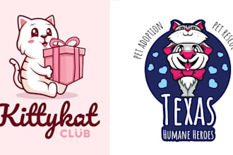 redesign cute chibi kawaii logo, animal mascot, cartoon character design