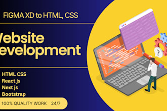 convert figma to react js,next js, HTML and CSS or bootstrap