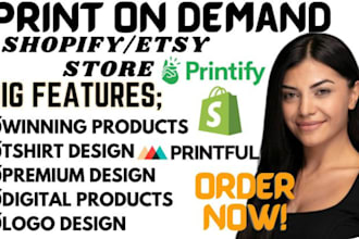 digital product mockup of a shopify pod  etsy store  etsy print on demand store
