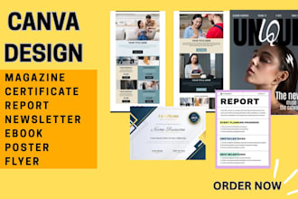 design magazine newsletter poster certificate ebook flyer in canva