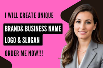 create unique brand, business, company, and product names with slogans and logo