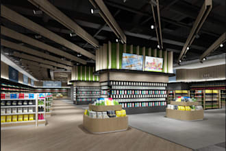 design 3d interior private garage,car dealer shop rendering, mall, supermarket