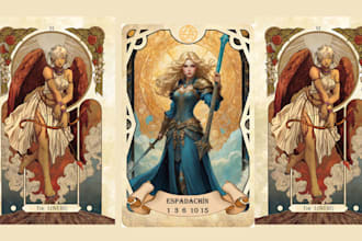 illustrate tarot card design tarot card style, healing tarot card deck design