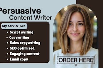 write seo website content, sales copywriting, email copy as your copywriter