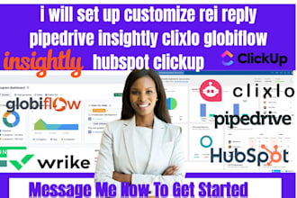set up customize rei reply pipedrive insightly clixlo globiflow hubspot clickup