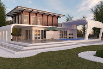 3d design exterior and interior architecture design, revit and cgi rendering