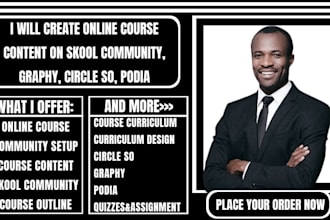 create online course content on setup skool community, graphy, circle so, podia