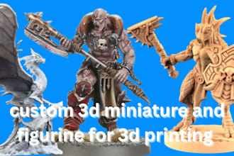 custom 3d miniature and figurine for 3d printing dnd for rpg 3d printable object