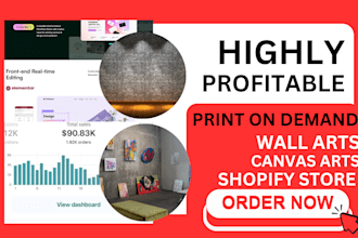 design print on demand wall arts canvas art shopify store