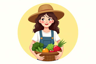 design a female farmer mascot logo for your brand