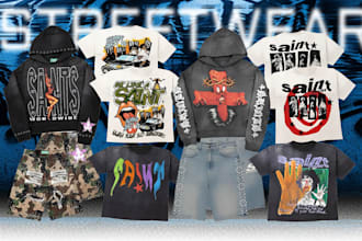 create streetwear clothing, brand merch tshirt and hoodie design