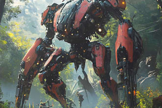 do badass robot mecha illustration for your merchandise