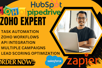 set up and automate zoho CRM, salesforce CRM, zapier crm, airtable, bitrix24 crm