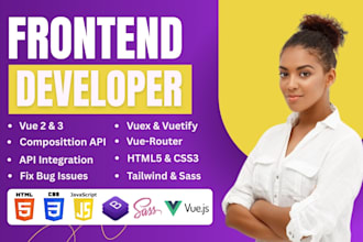 help fix bugs and build web application using HTML5 css3 javascript vue2 vue3