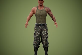 refine game character, fix uv mapping, modular, game asset, texture, rig for ue5