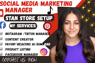 be your social media marketing manager content creator, stan store post designs