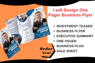 design one pager business pitch executive summary and startup pitch