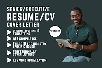 write c level resume cover letter for ceo, cfo, federal tech teacher resume