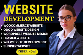 design wordpress business website, woocommerce, framer, odoo, wix, shopify
