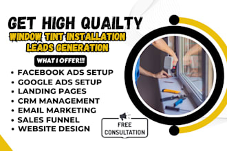 design window installation landing page tint lead auto glass window lead funnel