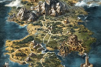 make fantasy map illustration for dnd