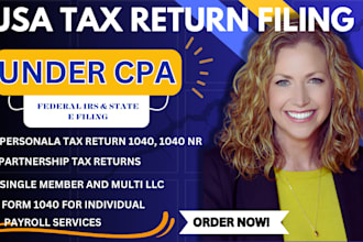 prepare and  file your US tax return for llc corporation and personal tax
