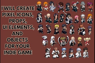 create detailed pixel art icon, props, UI element and object for your indie game