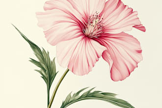 draw line art illustrations, botanical flowers, plants