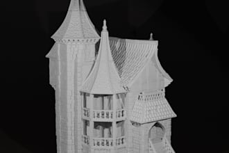 medieval 3d castle ruins ,low poly fortress, cathedral architectural, 3d print