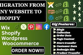 migrate or restore wordpress wix woocommerce website to shopify store