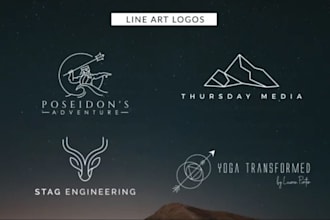create modern line art text or badge logo design