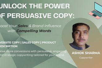 be your website copywriter for sales and home page
