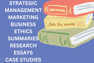 handle strategic mgt, hrm, marketing reports, summaries and analysis