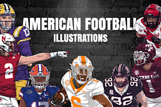 draw sports athlete illustration for merchandise or anything