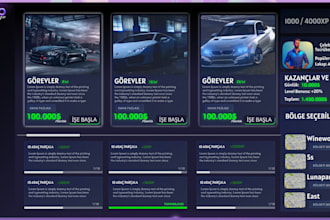 create fivem UI UX script in HTML ,fivem ui design, fivem weapon, fivem gang
